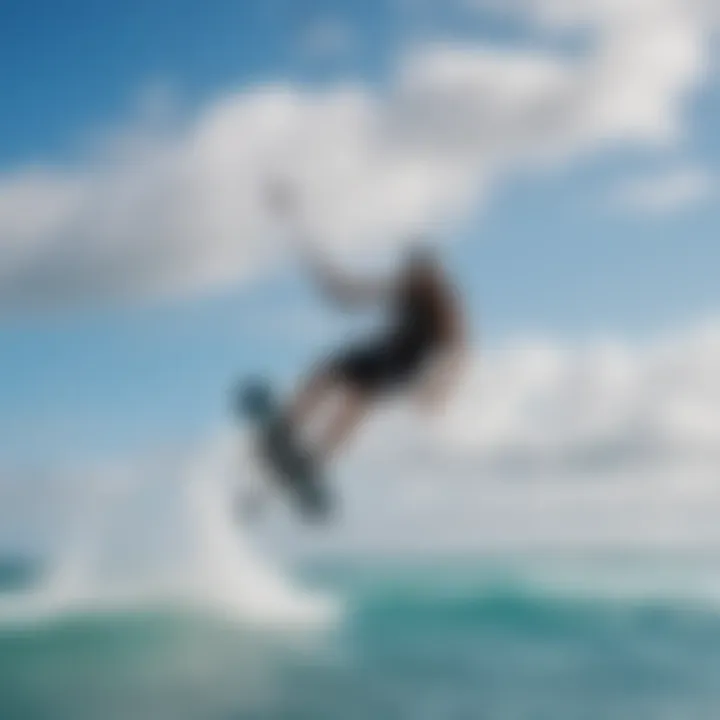 Kiteboarder soaring above the azure waves of Kailua