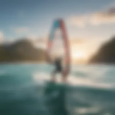 Dynamic windsurfer navigating the vibrant shoreline