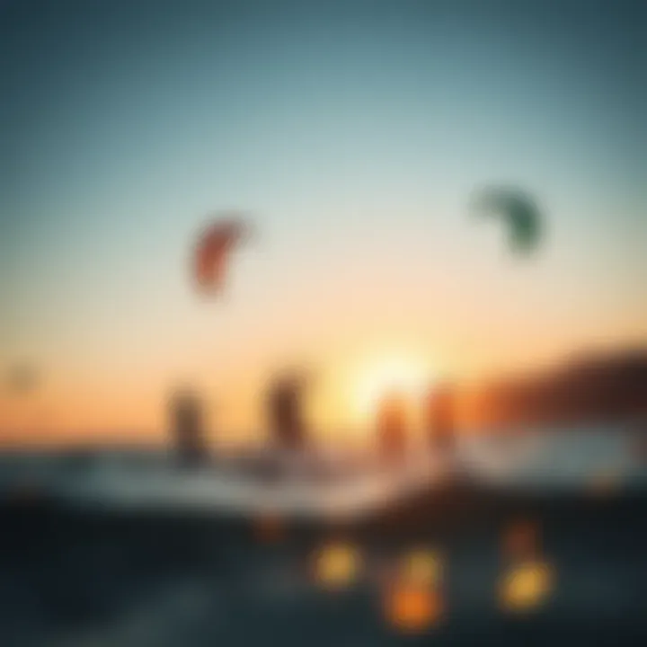 Sunset Kite Surfing Experience in Tarifa Group of kite surfers enjoying a sunset session