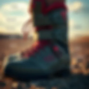 Detailed Features of Kiteboarding Booties Close-up of a kiteboarding bootie showcasing its features