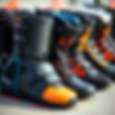 Variety of Kiteboarding Booties Styles Kiteboarding booties in various styles and types displayed together