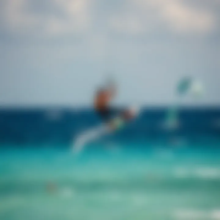 Kiteboarding Adventure in Playa del Carmen Kiteboarder soaring above turquoise waters