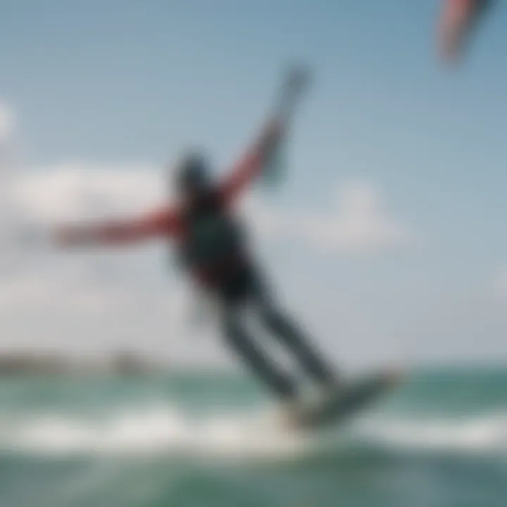 A group of kiteboarding students taking a lesson