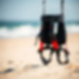 Kitesurfing harness showcased on a sandy beach