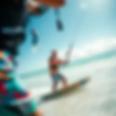 A skilled instructor demonstrating kitesurfing techniques on the shore