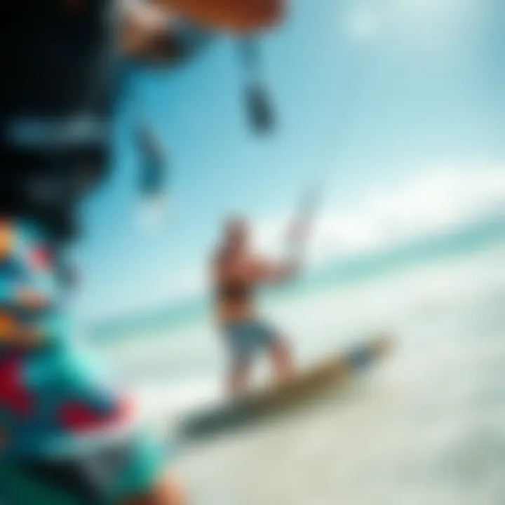 A skilled instructor demonstrating kitesurfing techniques on the shore