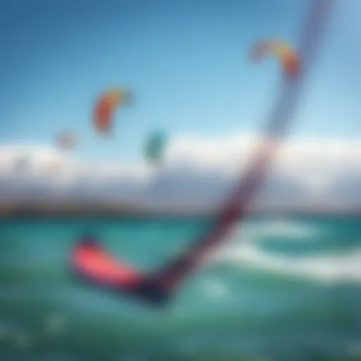 A vibrant kitesurfing scene with colorful kites soaring above the ocean in Cape Town