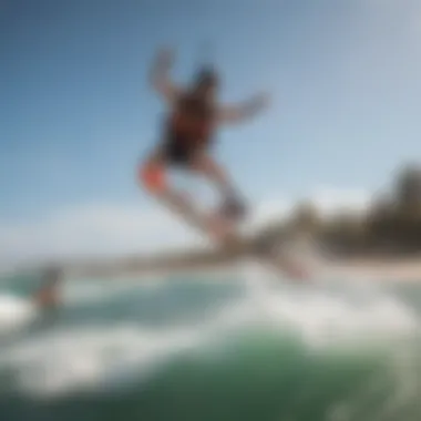 A group of kitesurfers engaging in training sessions, highlighting community and learning