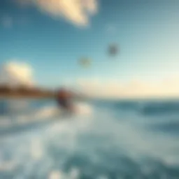 A stunning view of kitesurfers riding the waves in Tulum