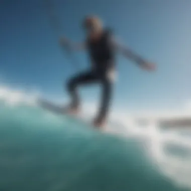 The Thrill of Gliding: KT Foil Board in Action An innovative KT foil board gliding over crystal-clear waters