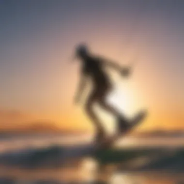 Chasing the Sun: Kiteboarding with KT Foil Boards A vibrant sunset silhouette of a kiteboarder using a KT foil board