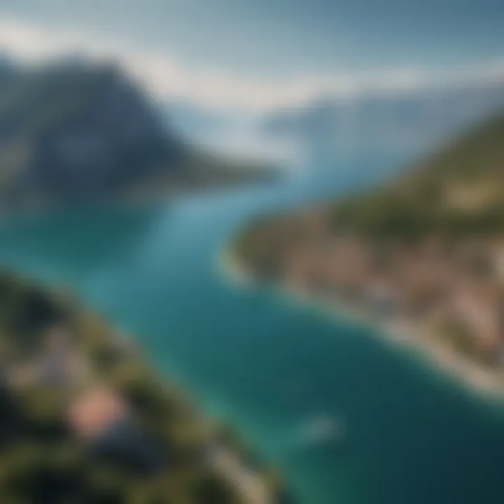 Breathtaking aerial view of Lake Garda surrounded by mountains