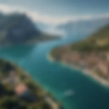 Aerial View of Lake Garda Breathtaking aerial view of Lake Garda surrounded by mountains