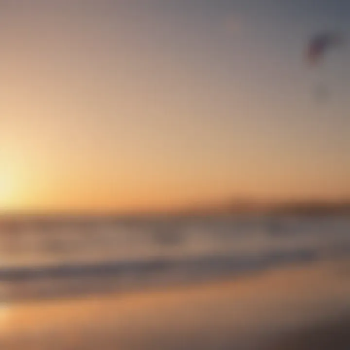 Stunning sunset over Langebaan beach with kiteboarders silhouetted