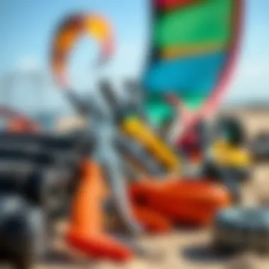 A detailed view of kite maintenance tools and equipment