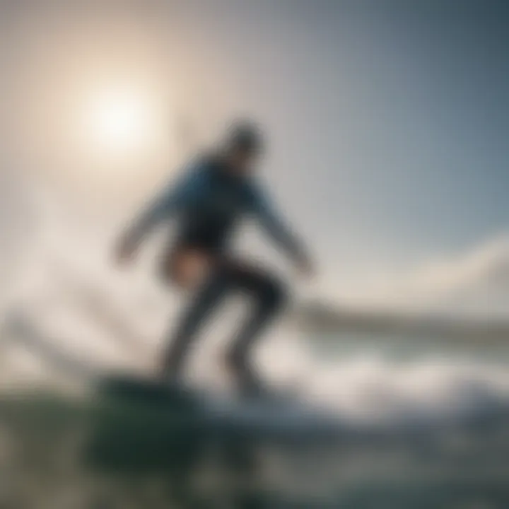 Kiteboarder demonstrating the performance of Liquid Force bindings on the water.