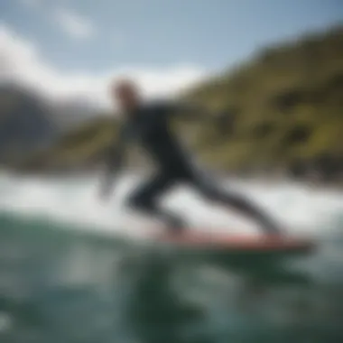 Patagonia wetsuit showcased in a dynamic water sport environment