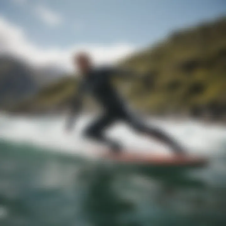 Patagonia wetsuit showcased in a dynamic water sport environment
