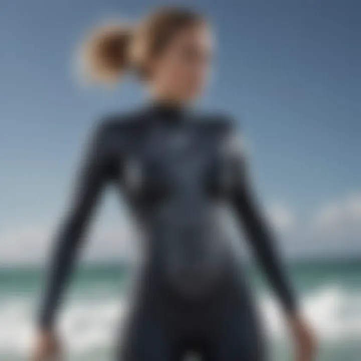 A close-up of a Mystic wetsuit showcasing its unique material texture