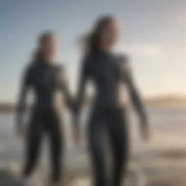 Side-by-side comparison of popular Mystic wetsuit models on display