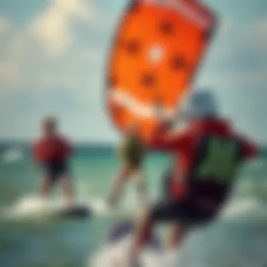 Kiteboarding Lessons in Action Kiteboarding lessons in action at the center