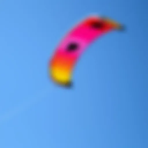 A vibrant kite soaring against a clear blue sky