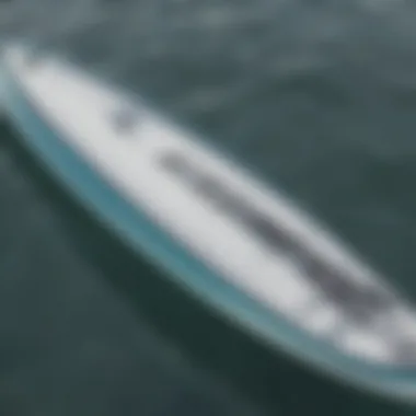 Close-up of a hydrofoil surfboard showcasing its design and construction