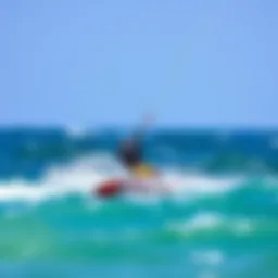 Kite surfing action shot on ocean waves