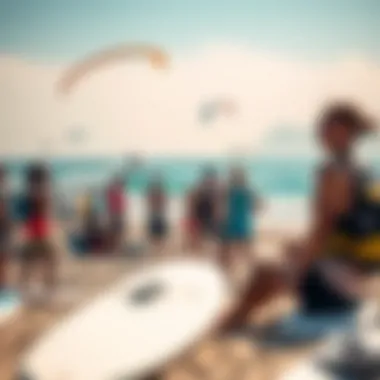 Kite surfing community enjoying a sunny day