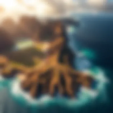 Detailed satellite imagery of natural landmarks in Oahu