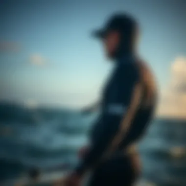 Kiteboarder wearing Patagonia wetsuit against ocean backdrop
