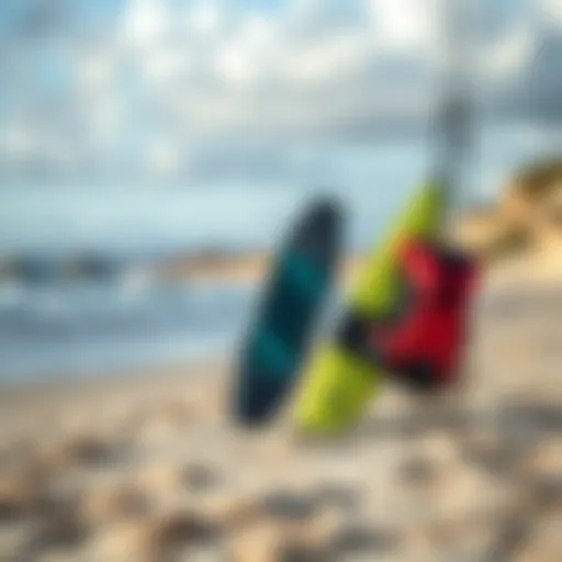 Patagonia Yulex kiteboarding gear displayed on a sandy beach