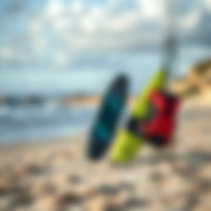 Patagonia Yulex kiteboarding gear displayed on a sandy beach