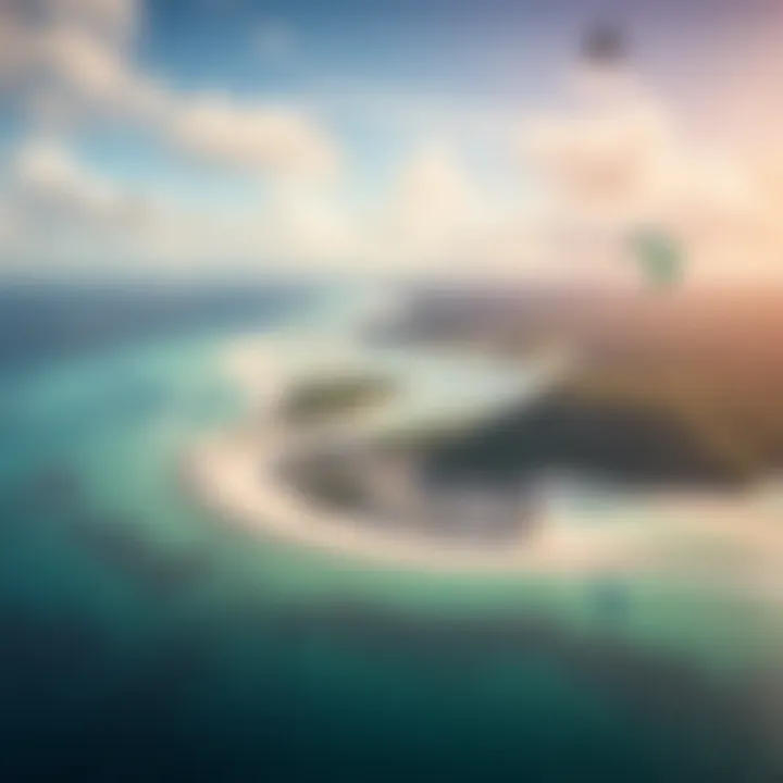 Aerial Perspective on Saipan's Kiteboarding Hotspots Aerial view of top kiteboarding spots in Saipan