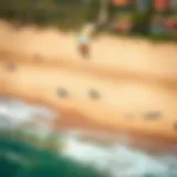 Aerial view of Shell Point Beach showcasing kiteboarders in action
