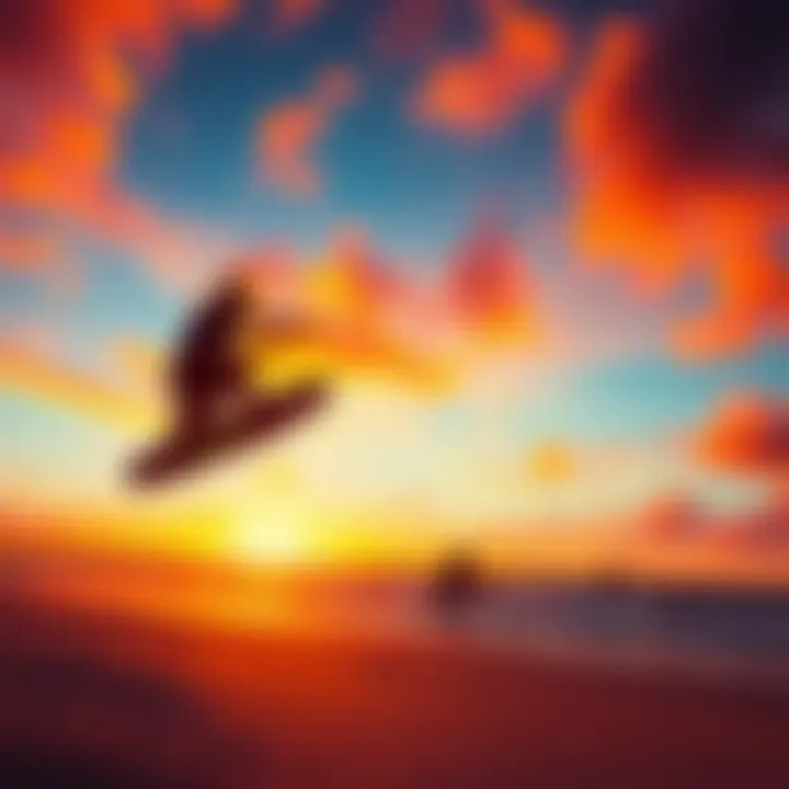 A vibrant sunset view over Shell Point Beach with kiteboards silhouetted