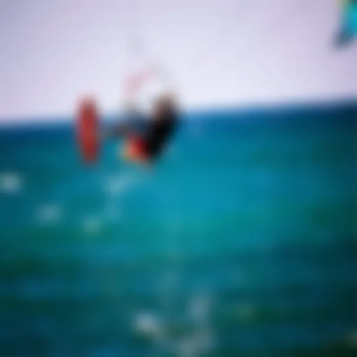 Kiteboarder performing an aerial maneuver