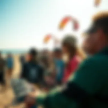 Kiteboarding community gathered for an event