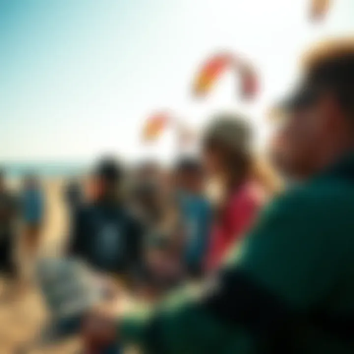 Kiteboarding community gathered for an event