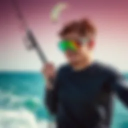 Kiteboarder wearing Spex Amphibian Eyewear in action