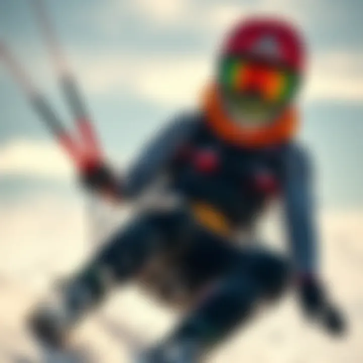 Vibrant kiteboarding scene highlighting safety and performance gear