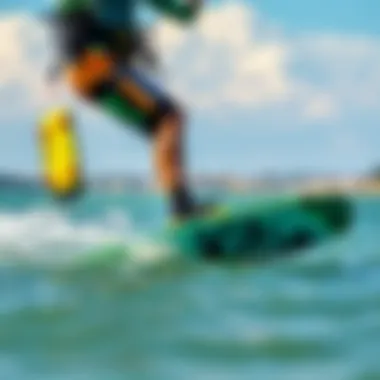 A vibrant kiteboarding scene showcasing Starboard Lite gear in action on the water