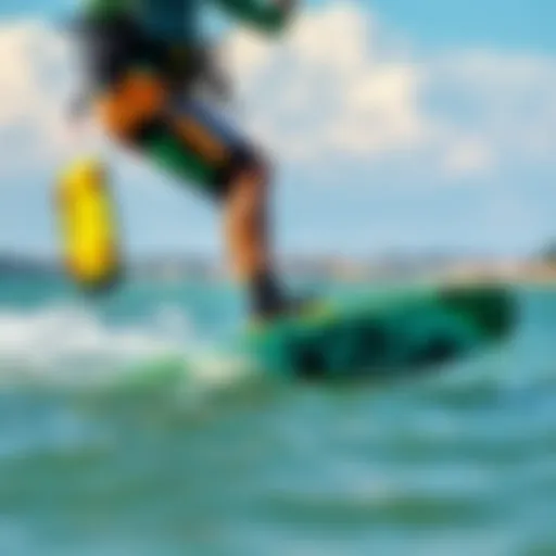 A vibrant kiteboarding scene showcasing Starboard Lite gear in action on the water