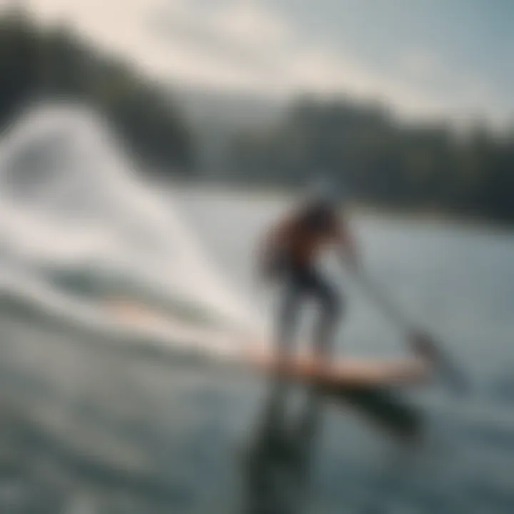 A skilled rider effortlessly maneuvering the Armstrong Wing SUP on water