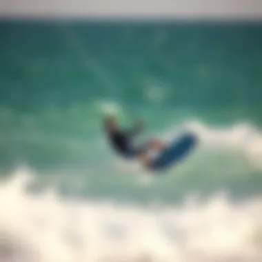 A kiteboarder skillfully maneuvering over the waves