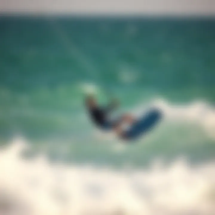 A kiteboarder skillfully maneuvering over the waves