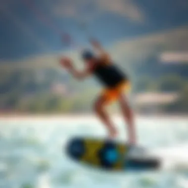 Advanced Riding Techniques on a Foil Board Kiteboarder demonstrating advanced riding techniques on a foil board