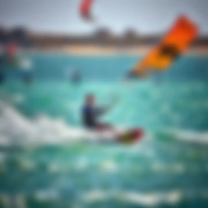 Kiteboarding Action with Cabrinha Crosswing A kiteboarder using the Cabrinha Crosswing in dynamic water conditions.