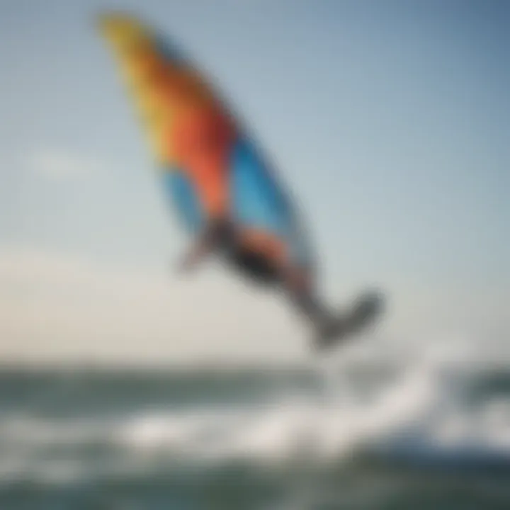 Kite sail in action during a kiteboarding session on the water