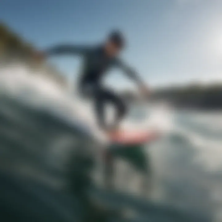 A breathtaking view of a hydro surfer gliding above the water's surface